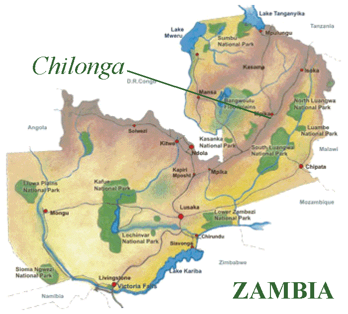 Kaart Zambia